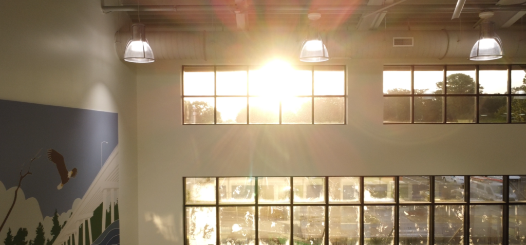Indoor view of metal sheet company captured using Drone